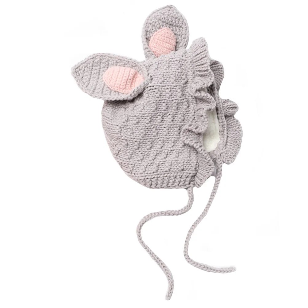 

1Pcs Baby Warm Knitted Hat Pig Shape Adjustable Neck Crochet Yarn Cap Autumn Winter Baby Accessories for 6 Months to 3 Years