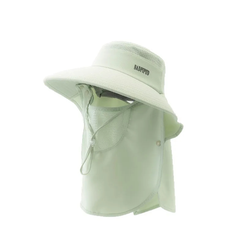 UV Mask Neck Protection Integrated Ice Silk Fisherman Sun Protection Hat Women's Summer Outdoor Sunshade Tea Picking Sun Hat