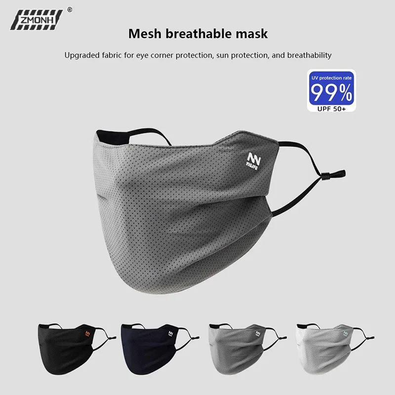 

[H]Sun Protection Face Mask For Men Reusable Breathable UV Face Shield Solid Color Washable Face Mask Summer Cycling Face Mask