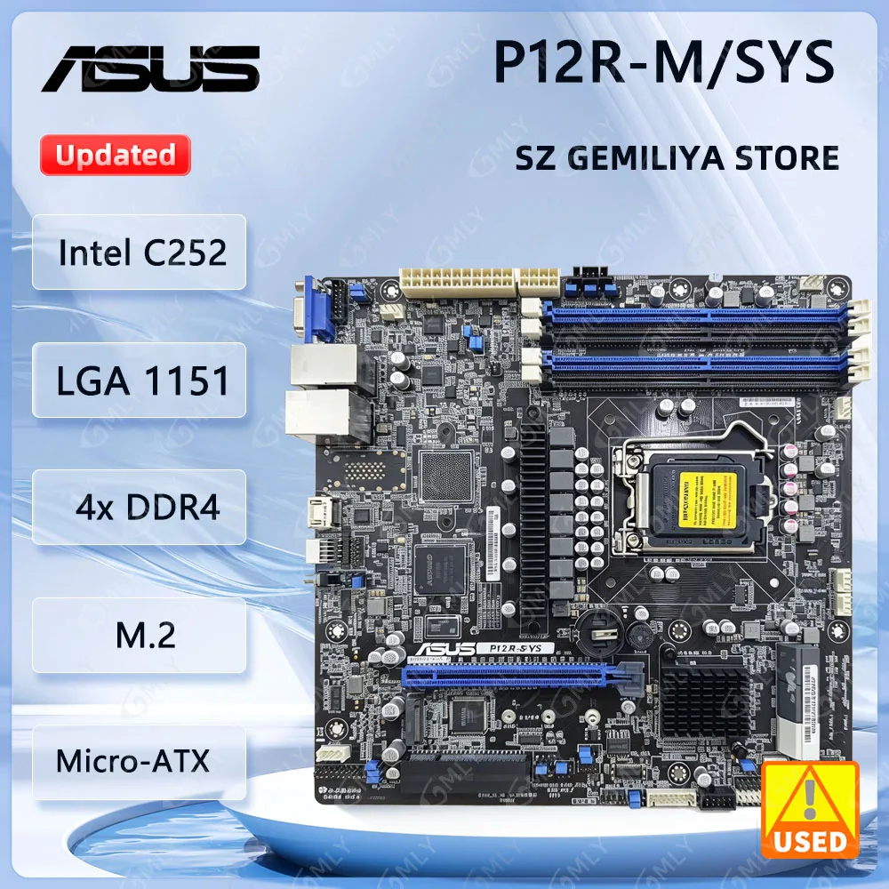 ASUS P12R-M/SYS Server Motherboard LGA 1200 Intel C252 DDR4 M.2 Slot Micro-ATX Support Intel Xeon E-2300 E-2334 E-2378 CPU