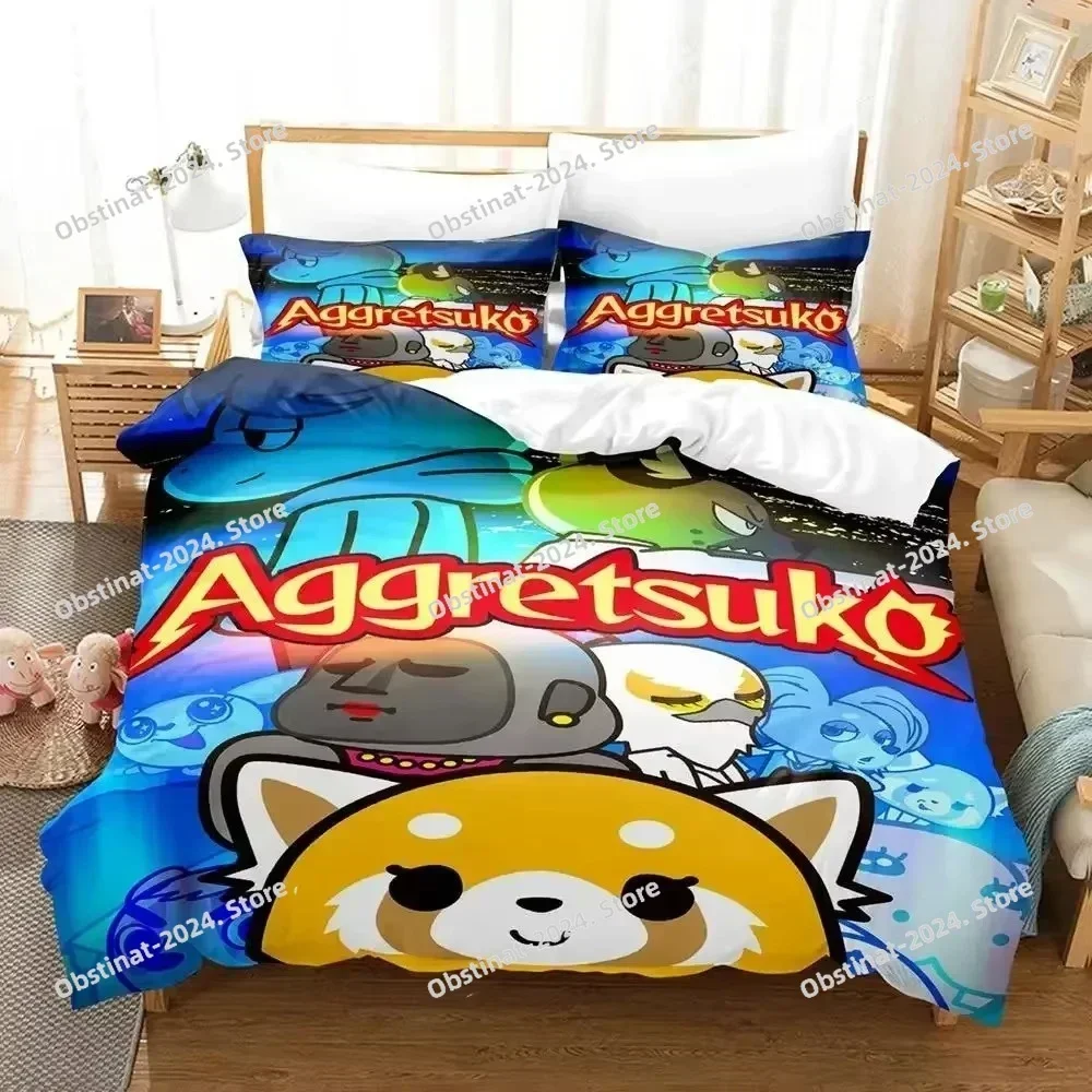 3D Anime Aggretsuko Bedding Set Printed single Comforter Quilt Bed Cover Duvet Cover Pillow Case 3 Pieces Sets Kids Adult Size
