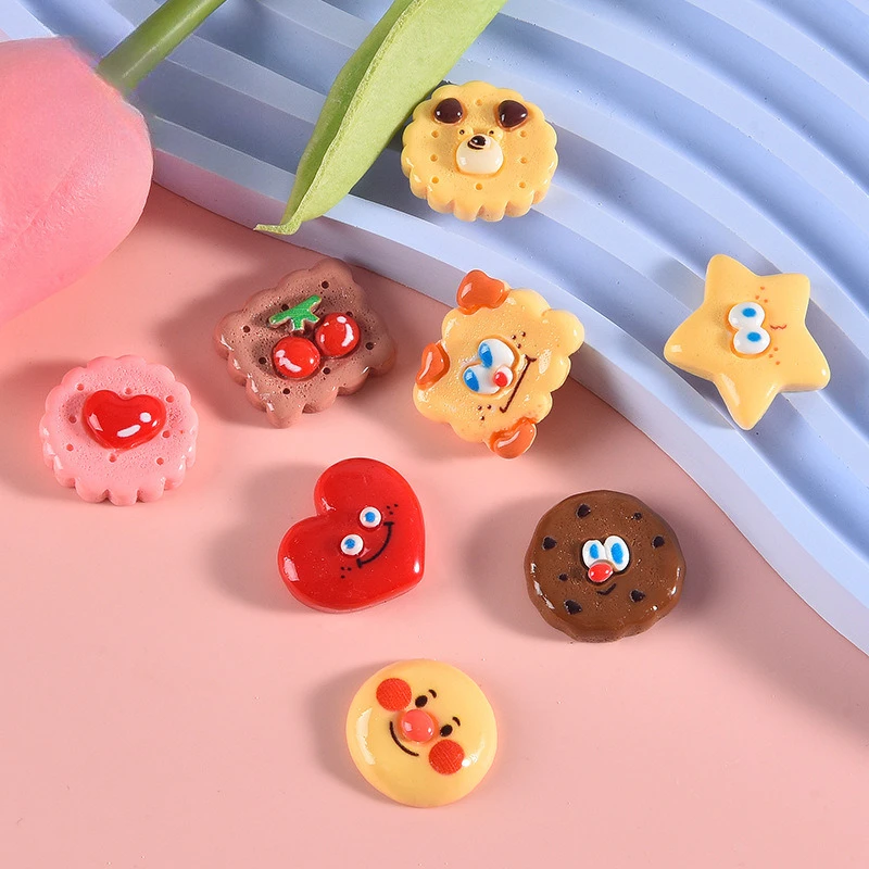 100pcs Kawaii Mini Simulation Biscuits Resin Flatback Cabochon DIY for Phone Case Hairpin Keychain Earrings Scrapbook Decor