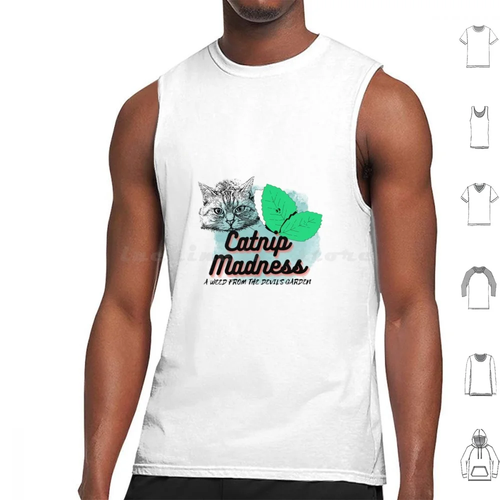 Catnip Madness Tank Tops Print Cotton Vintage Guys Ladies Funny Cool Catnip Madness Funny Cat For Women For Men