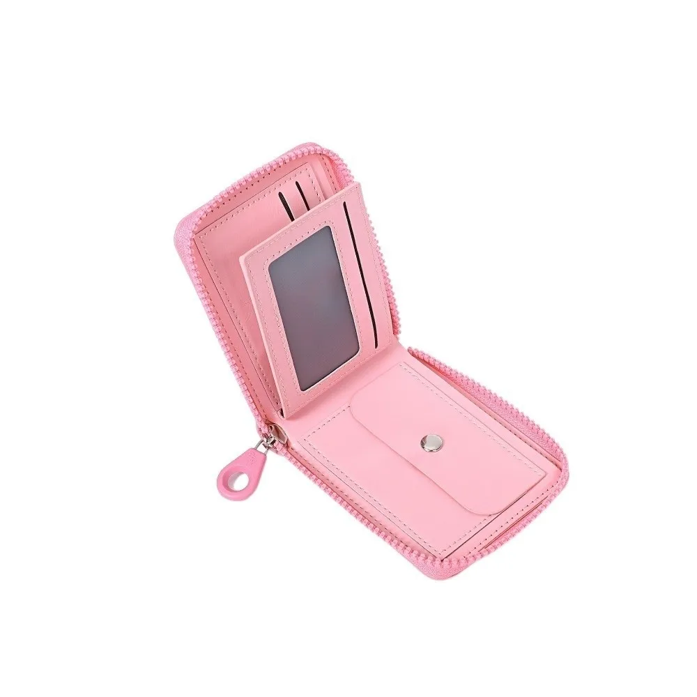 أنيقة رقيقة جدا المرأة محفظة قصيرة سستة متعددة الوظائف بو الجلود حامل البطاقة قصيرة مخلب محفظة نسائية للعملات المعدنية السفر #3