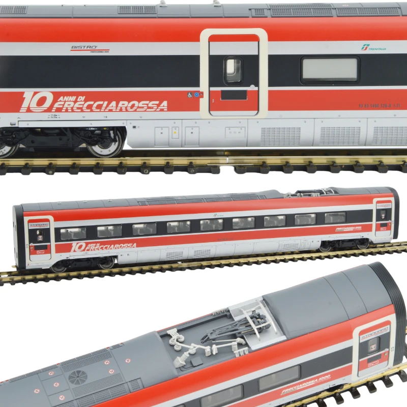 HO 1/87 Train Model Set 70204 Italian Red Arrow High-speed Train Set 8 Original Interior Lights Limited Edition Train Model Toy