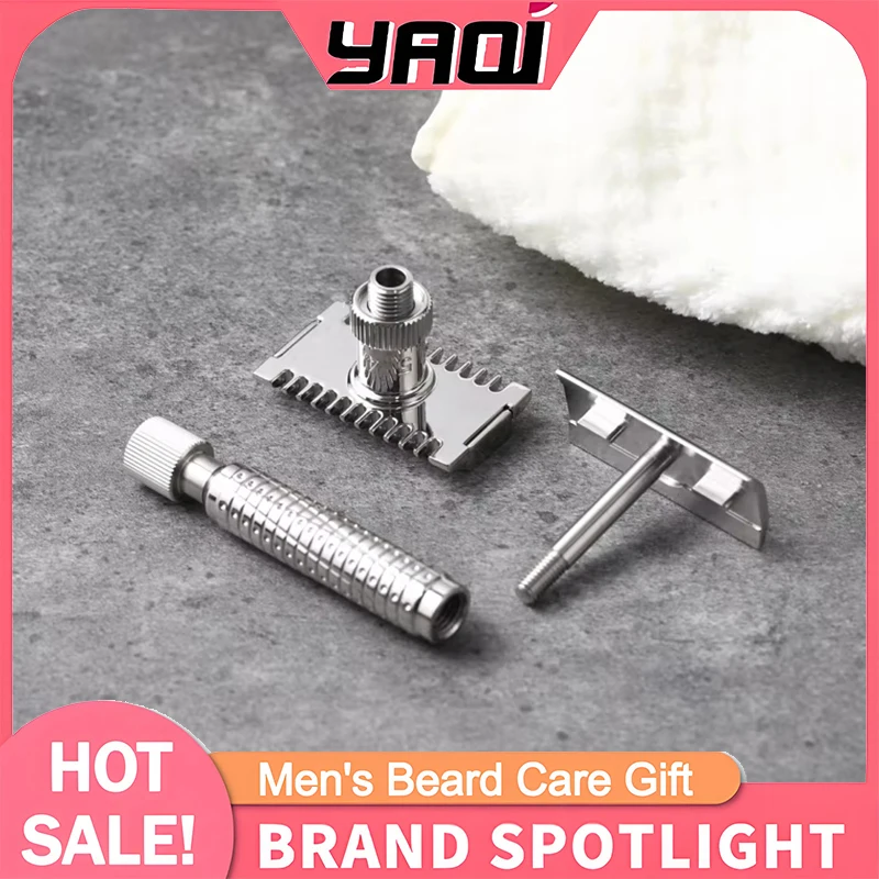 Yaqi Ultima-peine abierto de acero inoxidable para hombre, maquinilla de afeitar de seguridad ajustable, diseño de peine abierto portátil ligero, proporciona un afeitado preciso