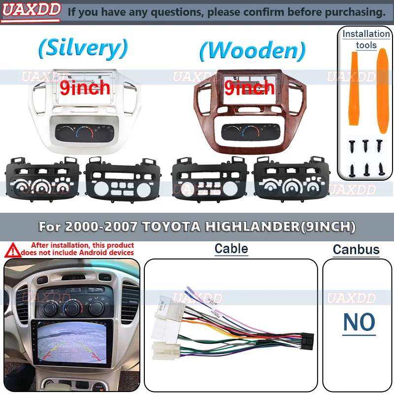 

For 2000-2007 TOYOTA HIGHLANDER 9Inch Car Radio Fascias Android GPS MP5 Stereo Player 2 Din Head Unit Panel Dash Frame Installat