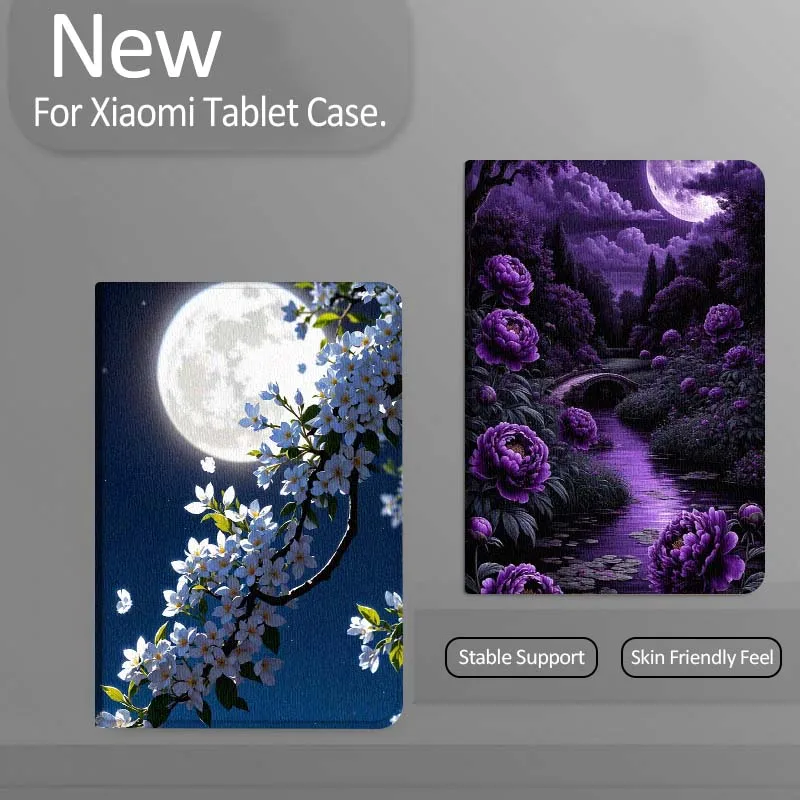 

Purple Peony Moon Night Tablet Case For Xiaomi Redmi Mini Pad SE K 2 4 5 6 7 8 2023 2025 11 8.8 11.2 10.1 Pro Gift