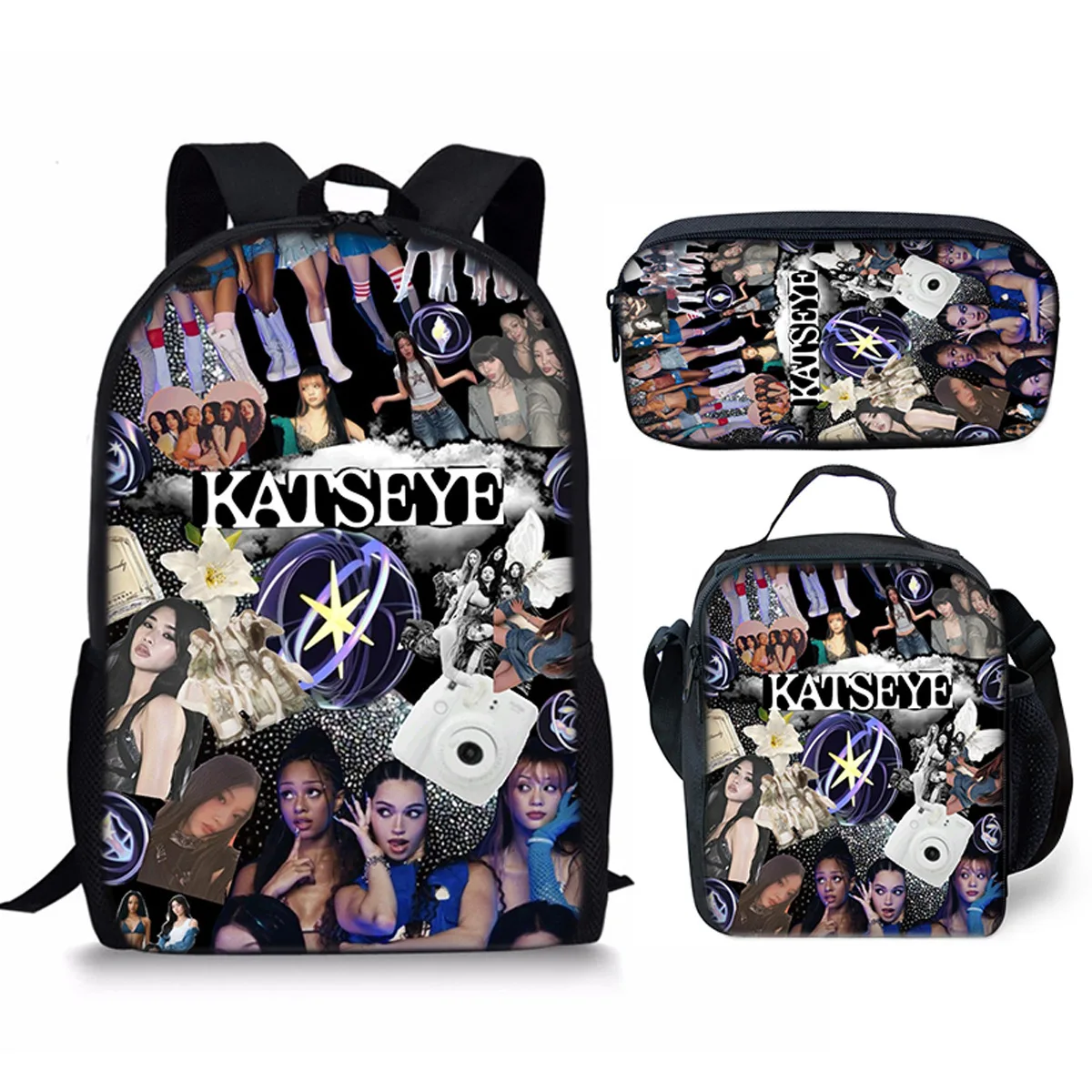 Classic Popular Classic Kpop Katseye 3D Print 3pcs/Set Student School Bags Laptop Daypack Backpack Lunch bag Pencil Case