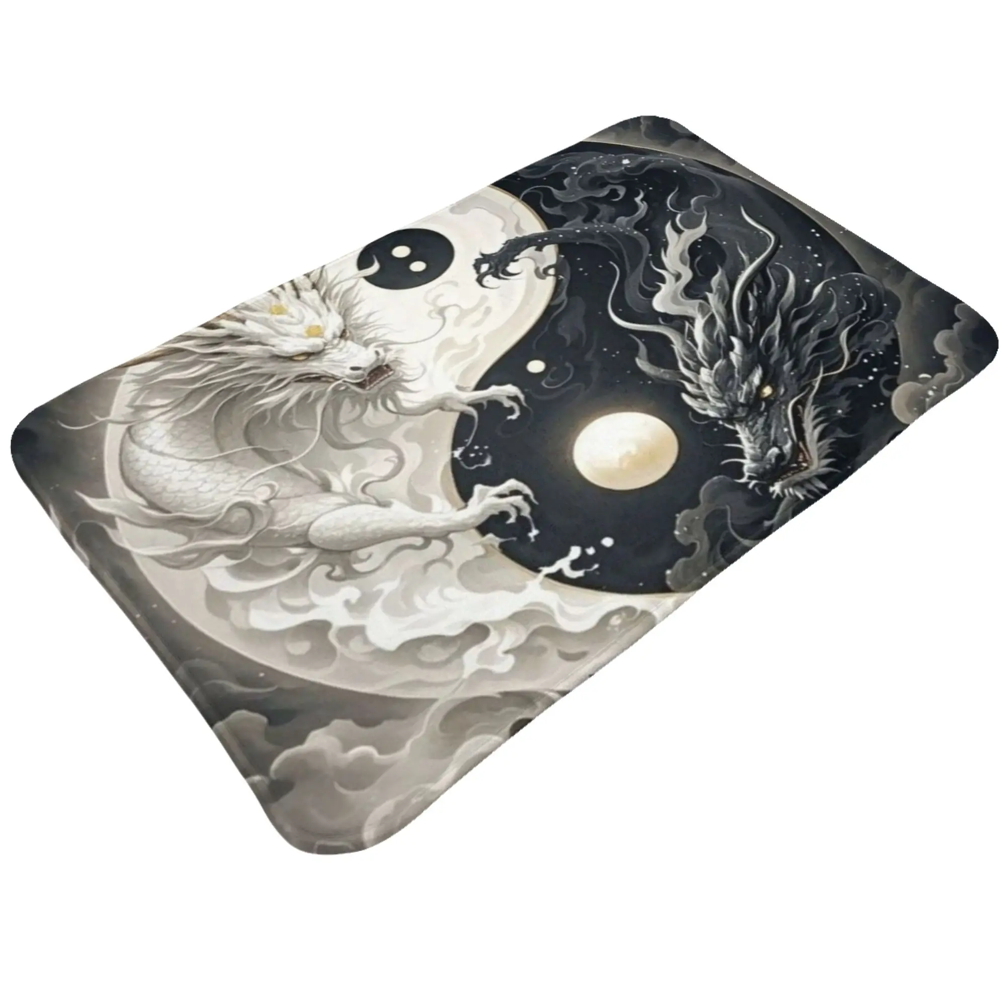 Yin Yang White Black Dragon Oriental Art Non-slip Doormat Bath Mat  Indoor PatternHomeDecor