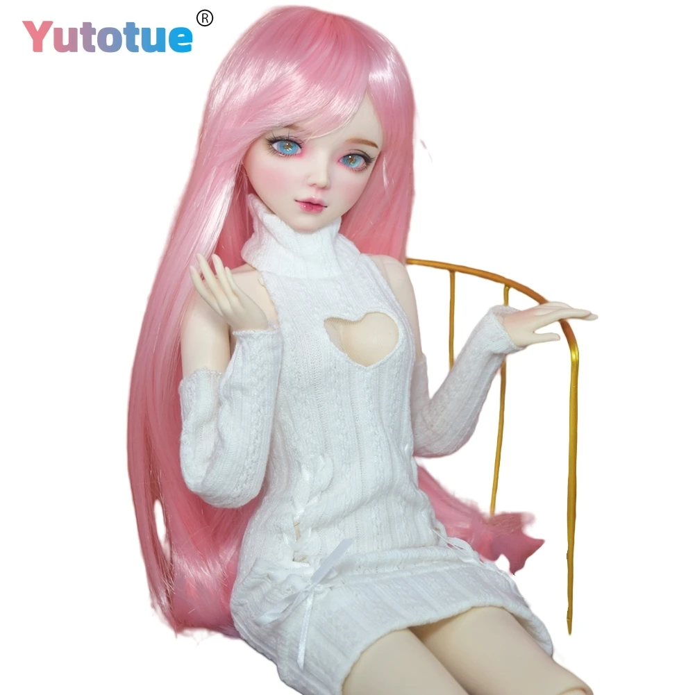 YUTOTUE 22 inch Height Female Doll BJD Toy Handpainted Makeup Face Glitter Blue Eyes Sweater Dress Shoes Removable