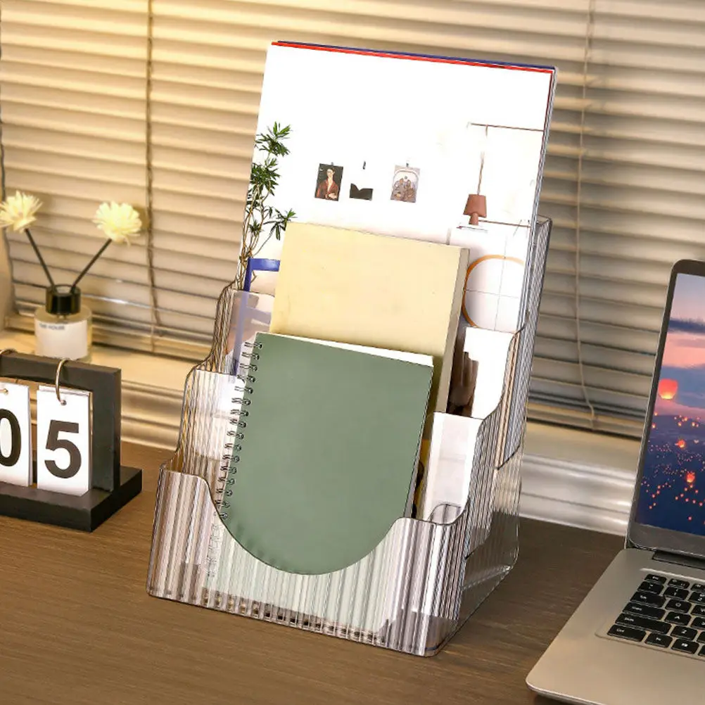 

Desktop Transparent File Rack Pet Material Sloping Design for Office Dorm Study Room A4 Documents Books Notepads Organizer