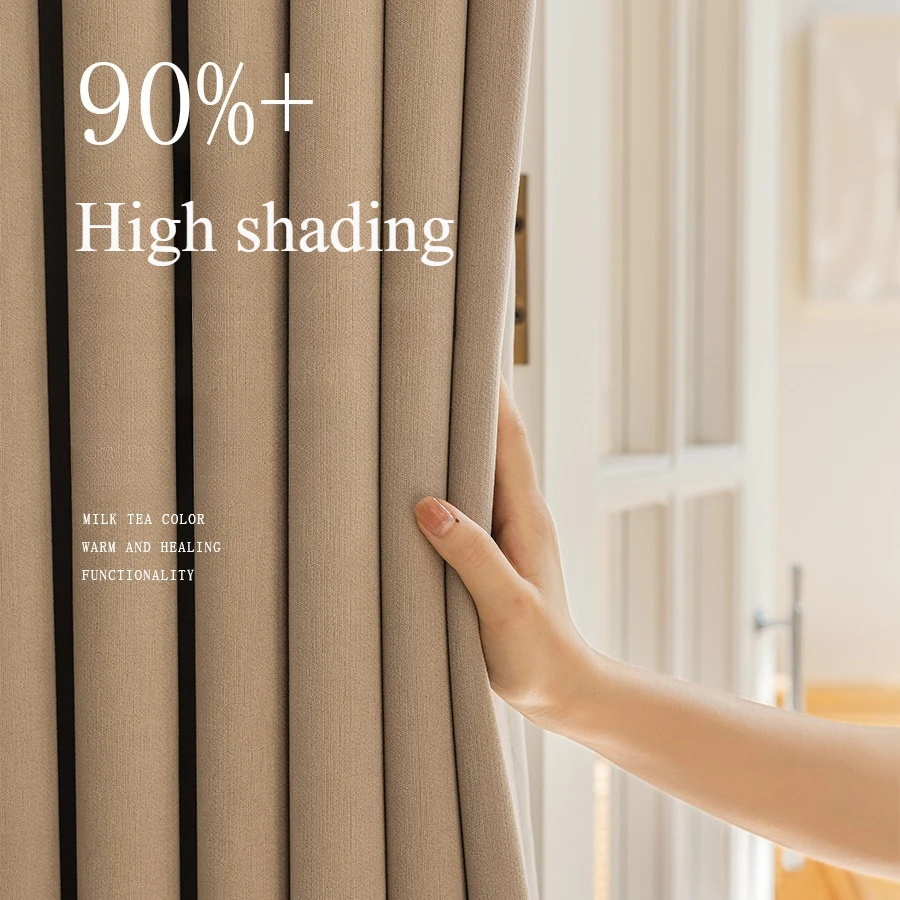 Full Blackout Curtains Cream Color Curtains for Living Room  Nordic Modern Simple Door Curtain Rideaux Occultant Salon  Curtain