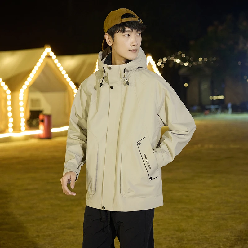 

Hengdeqi New 2025 Men's Jaet Outerwear Soft ell American Casual Large ket Hooded Single proof Coat Polyester Fiber