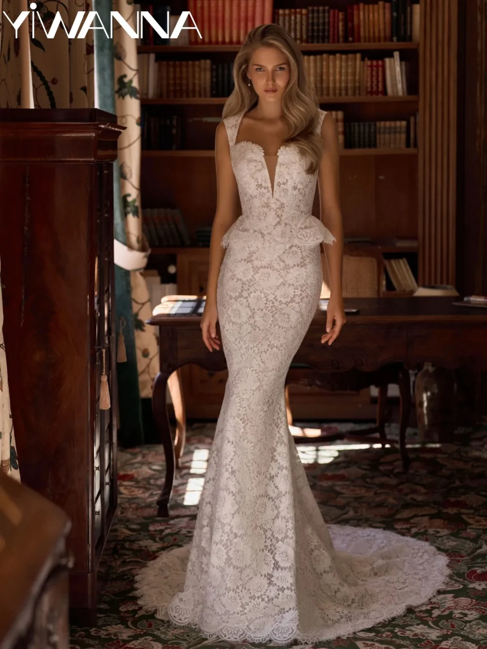 Delicate Floral Lace Corset Wedding Dress Vintage Vneck Mermaid Long Bridal Gown Customized Elegant Charming Dresses For Bride