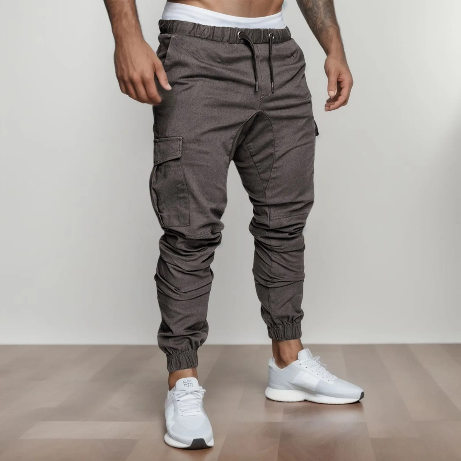 

Men Casual Joggers Pants Solid Thin Cargo Sweatpants Male Multi-pocket Trousers New Mens Sportswear Hip Hop Harem Pencil Pants