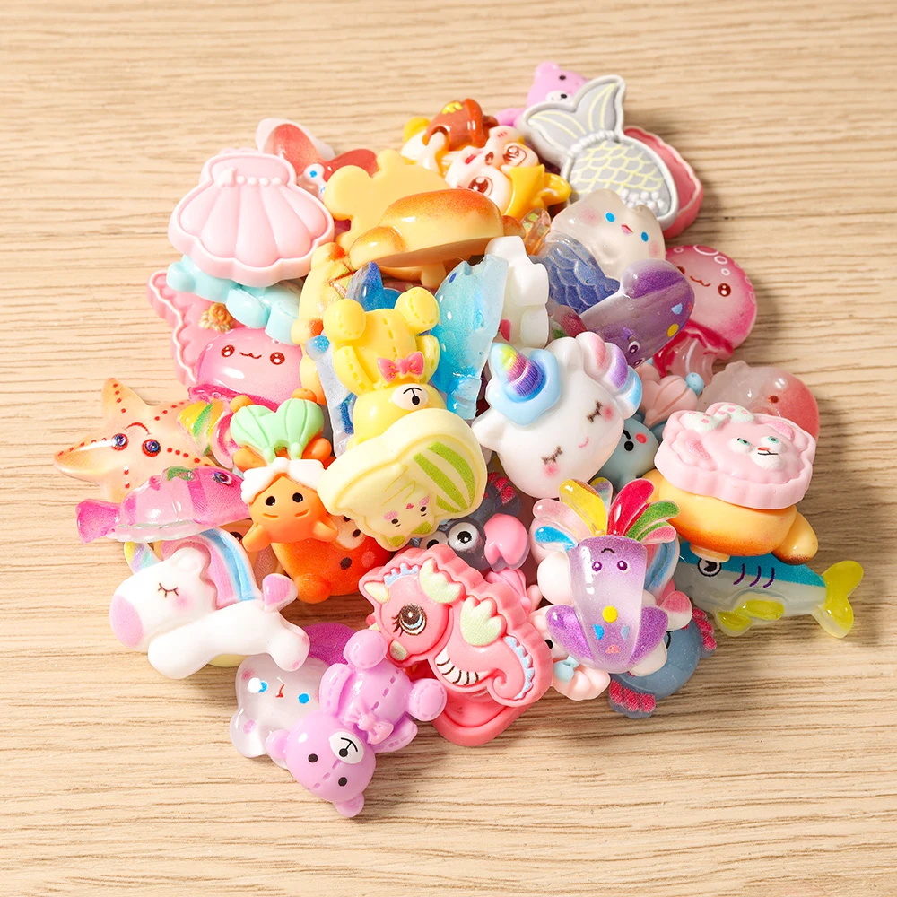 Tusember Mix Charms Harz Bonbonfarben Tiere Bär Hase Flache Rückseite Charms für Ohrringe Halskette Anhänger DIY Großhandel – Detail 1