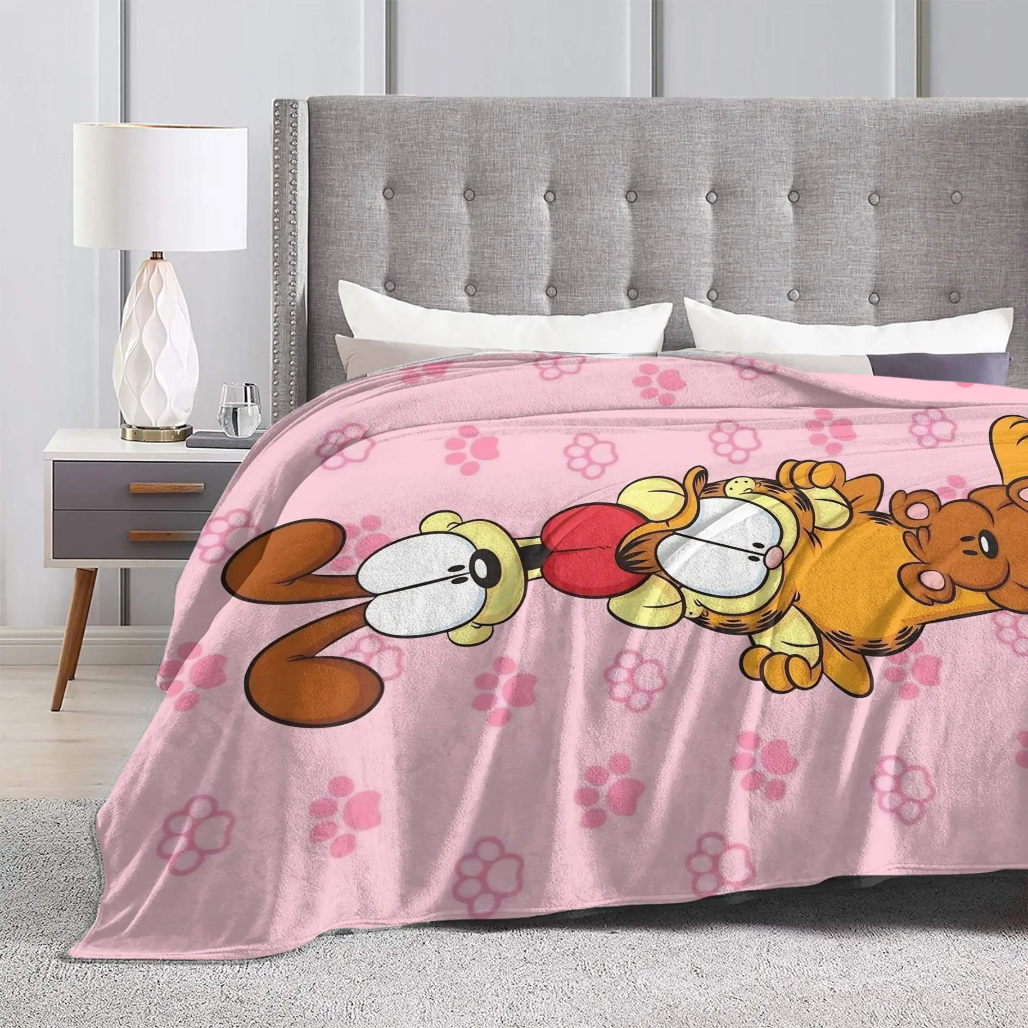 Garfielded Odie  Flannel Blankets Cartoon Cat Novelty Throw Blankets for Home Hotel Sofa  150*125cm Plush Thin Quilt, - view 3