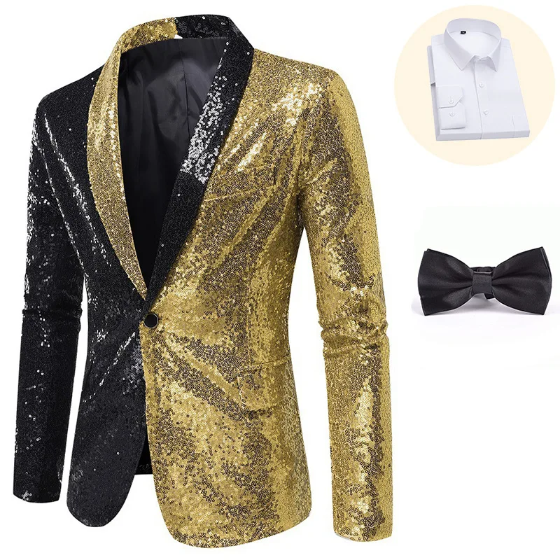 European and American Performance Dresses, Matching Sequins, Suits, Suits, Nightclubs, Men's Hosts, Emcee Studio Jackets.