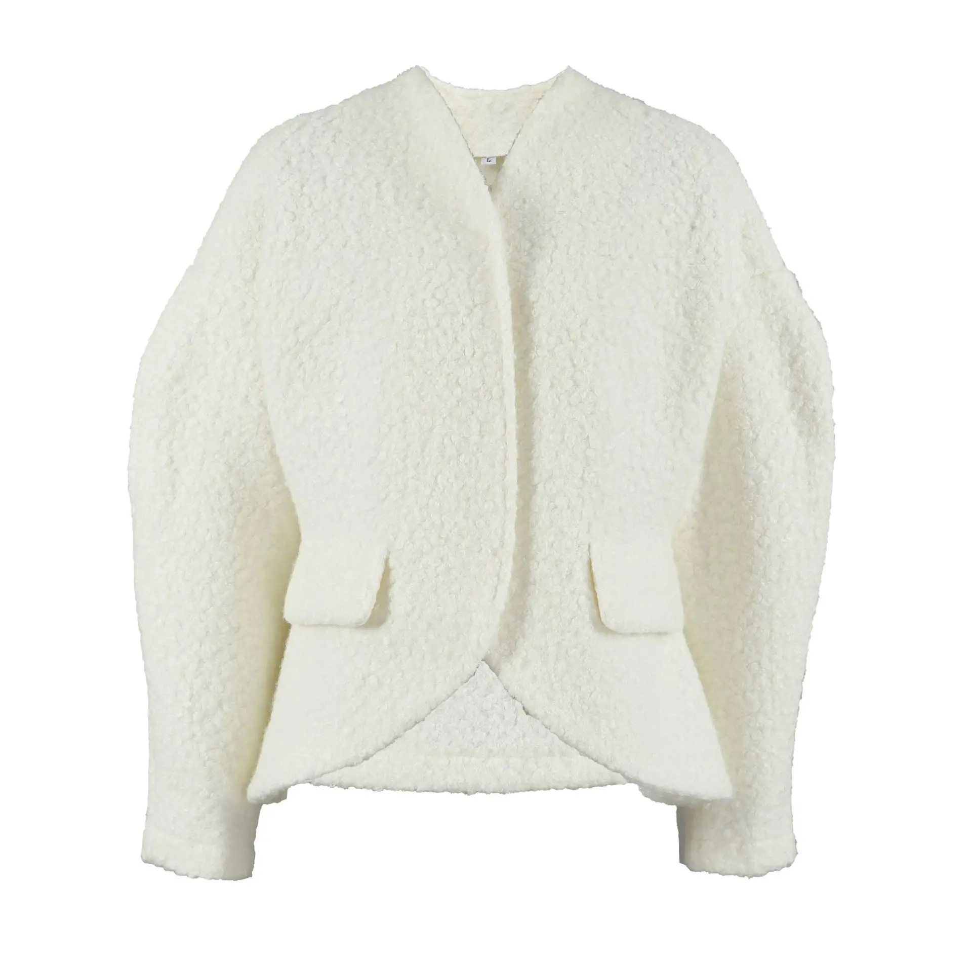 Autumn Temperament White Thick Jacket Coat For Women Long Sleeve V Neck Cardigan Jacket Female Streetwear Outerwear