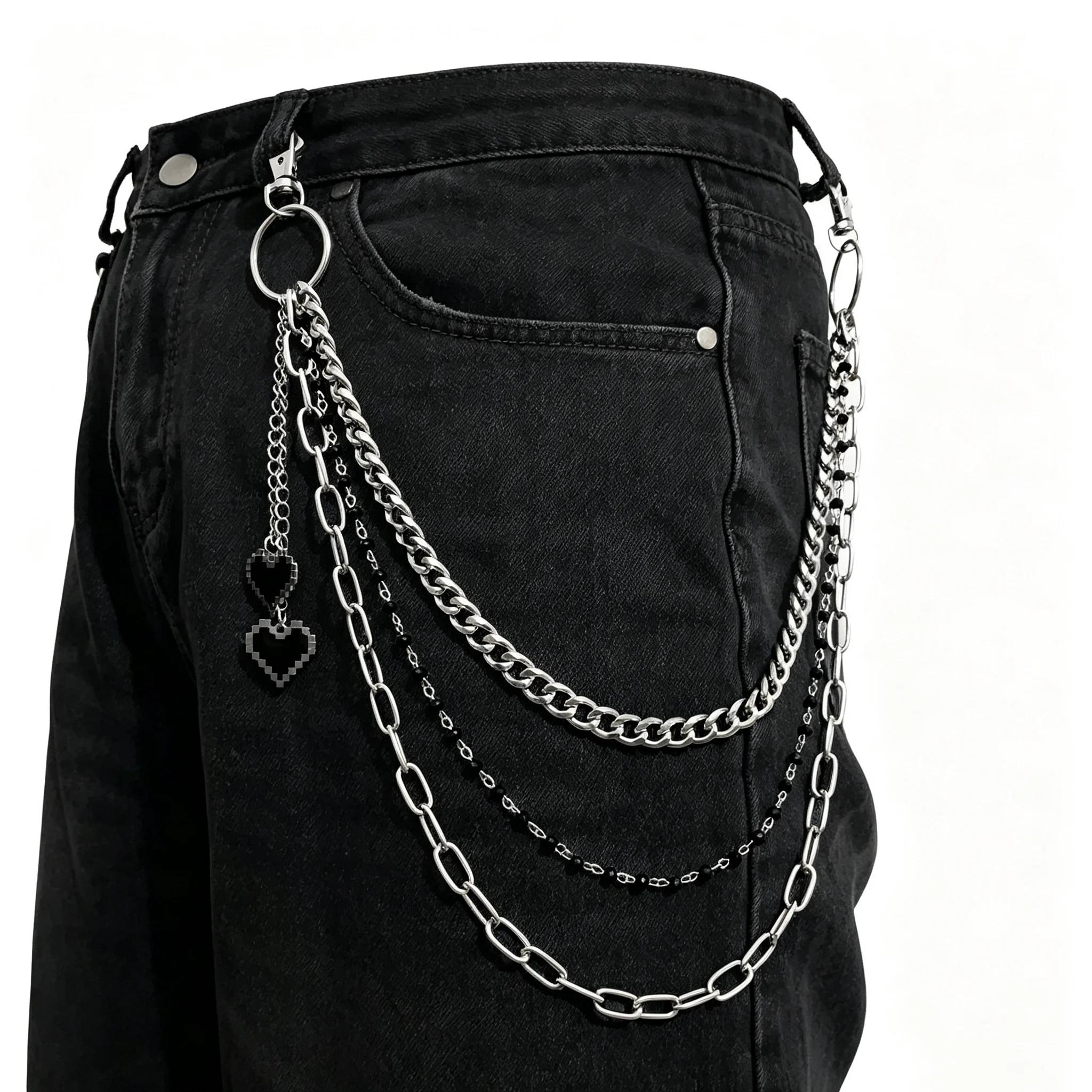 Multi Layer Metal Pants Chain, Y2K Chain Belt, Gold and Silver Dual Color Optional Jeans, Versatile Hip-Hop Street Accessories