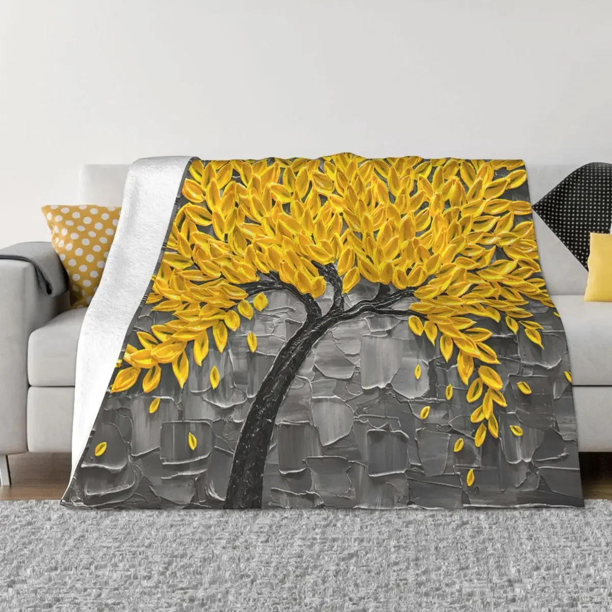 

Одеяло с рисунком маслом в скандинавском стиле, флисовое летнее одеяло с кондиционером и цветочным принтом дерева, ультра-мягкие пледы для домашнего дивана, постельные принадлежности