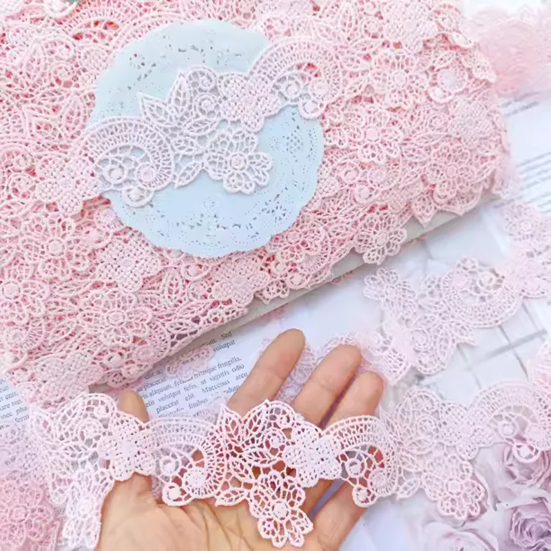 10Yards 4cm Width Shiny Pink Hollow Flower Venise Diy Venice Lace Clothing Accessories Of Various Garment,Bra.Skirt