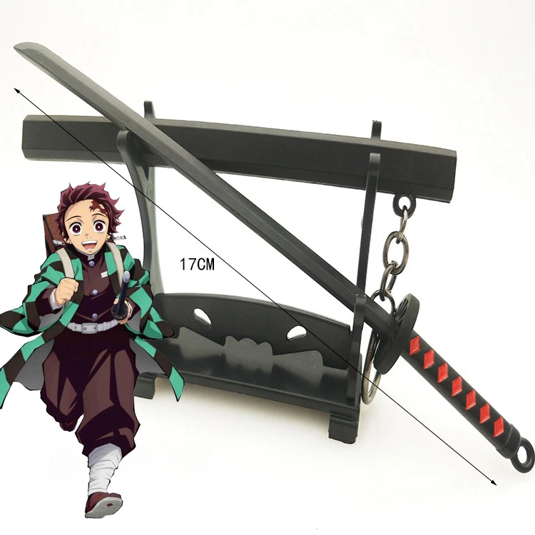 6,7 Zoll Metall-Dämonentöter-Katana Anime Kimetsu No Yaiba Tanjirou Ninja-Messer Echtes Japanisches Katana Mini-Samurai-Säbel Spielzeug Geschenk