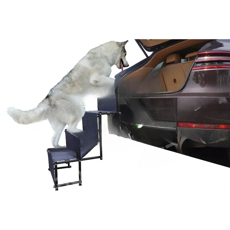 

Light Pet Ramp 4 Steps Dog Carrier Stairs Foldable Portable Large Dog Steps