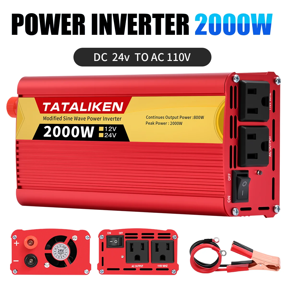 تعديل موجة جيبية العاكس 2500 واط/2000 واط السيارة المحمولة العاكس 110 فولت 60 هرتز