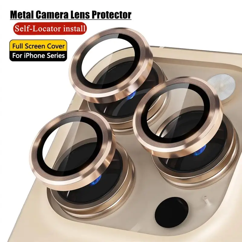 

3Pcs Lens Protection glass for iPhone 16 15 14 13 12 11 Pro Max Plus Self-Cocator install Metal Camera Lens Protector