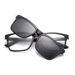 samjune Clip on Sunglasses clip on glasses square Lens Men Women mirror clip Sun Glasses Night Vision Driving sunglasses for men