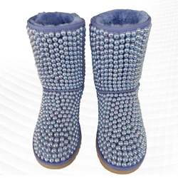 Light purple Pearl Diamond full pack custom style and calf Uggs for a large size women's boots 35-44