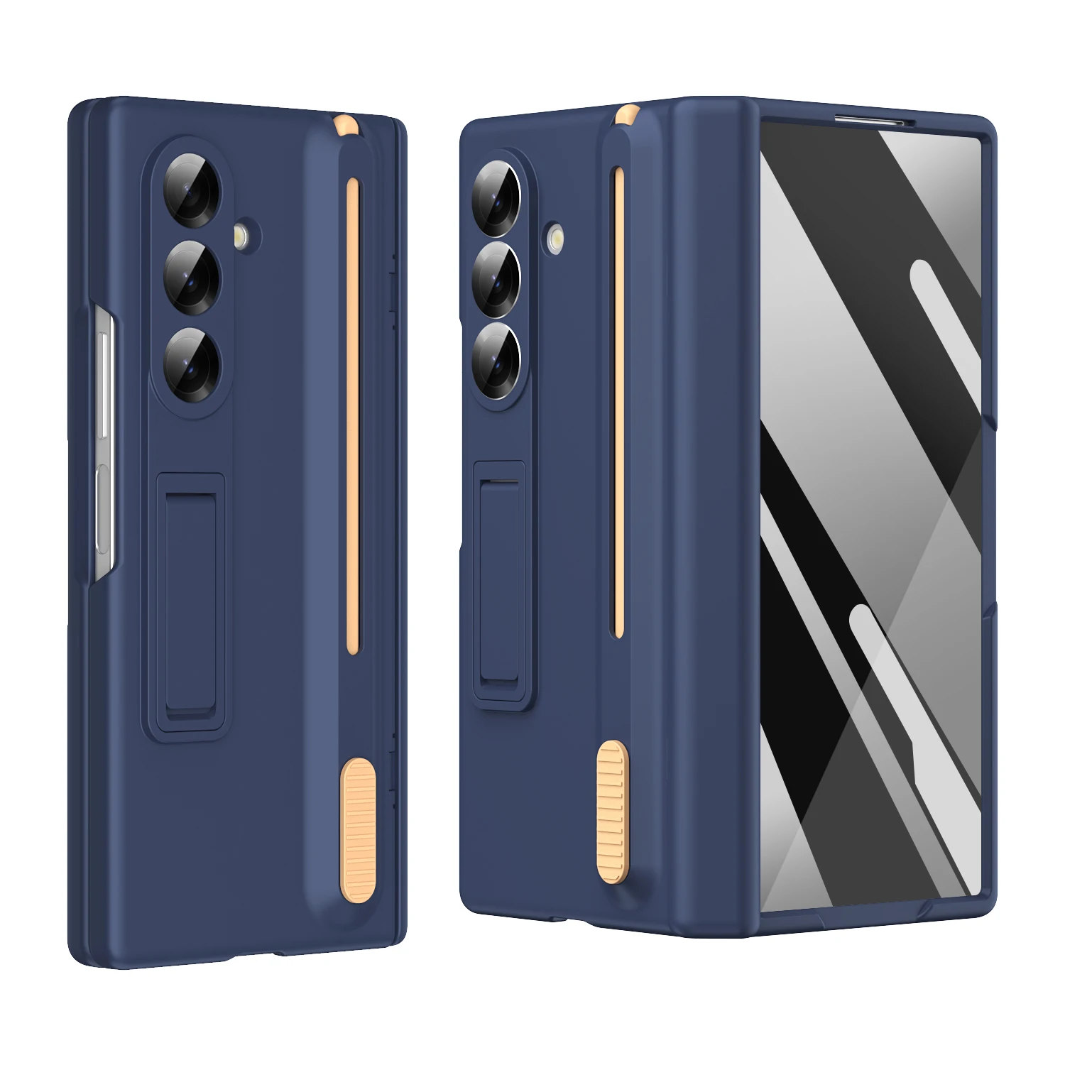 

For Samsung Galaxy Z Fold 7 6 5 4 3 Telescopic S Pen Slot Holder Hinge Phone Case Outer Screen Glass Film Matte Protective Cover