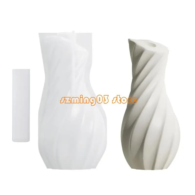 H9EC Striped Silicone Vase Molds for Flower Vase Epoxy Resin Silicone Molds