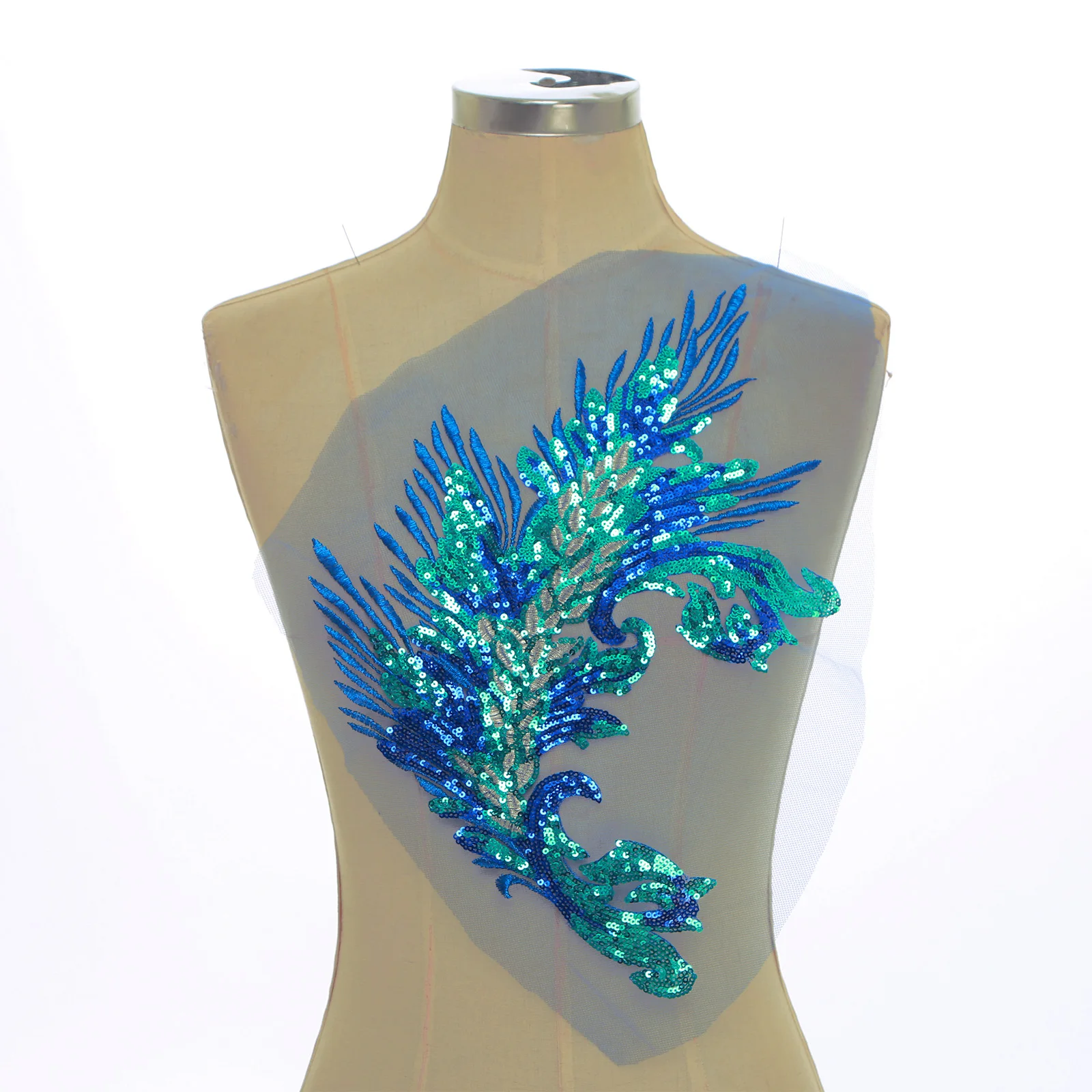 

1 Pair Clothing Sequin Flower Patch Embroidery Phoenix Wings Shoulder Patches Sewing Applique DIY Crafts for Wedding Gowns Dress