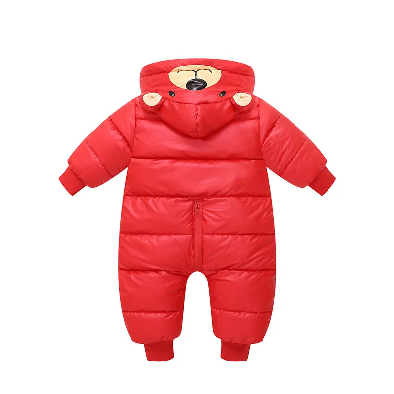 Infant Baby Girls Winter Thicken Jumpsuit Velvet Cartoon Bear Newborn Boys Rompers Paw Printed Two Way Zipper Baby Boys Bodysuit