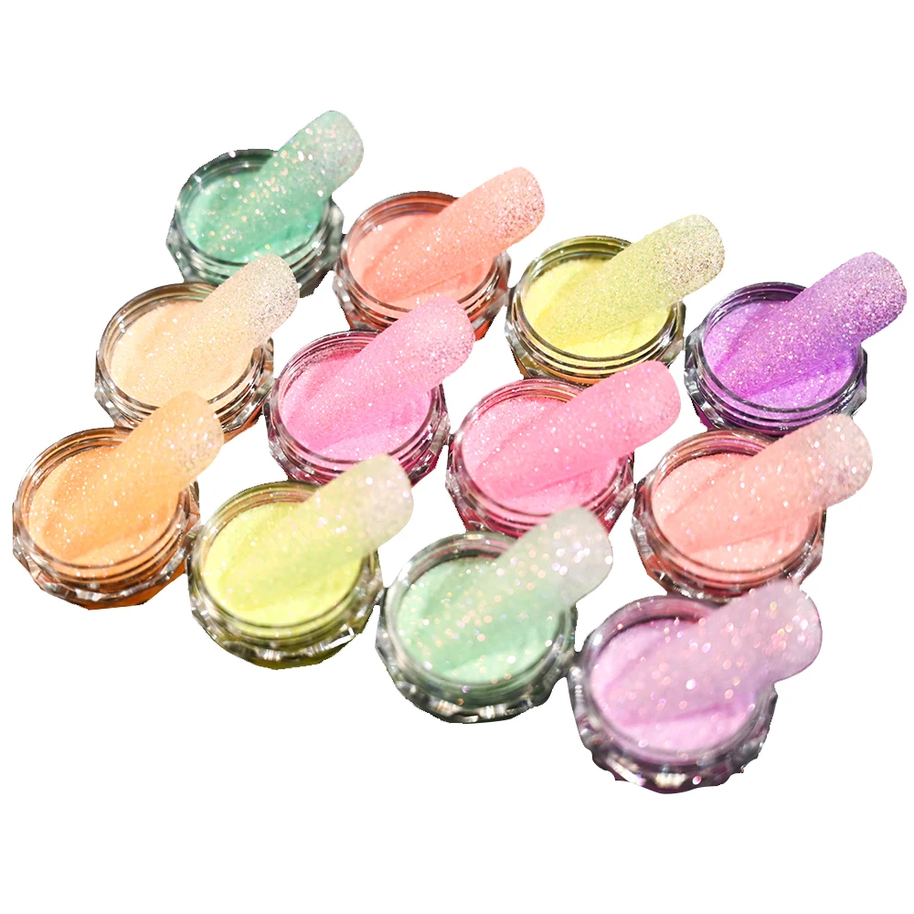 3g/Flasche Nail Art Starlight Zucker pulver 12 bunte Puder bonbons für Maniküre Politur Glitter Maniküre Zubehör