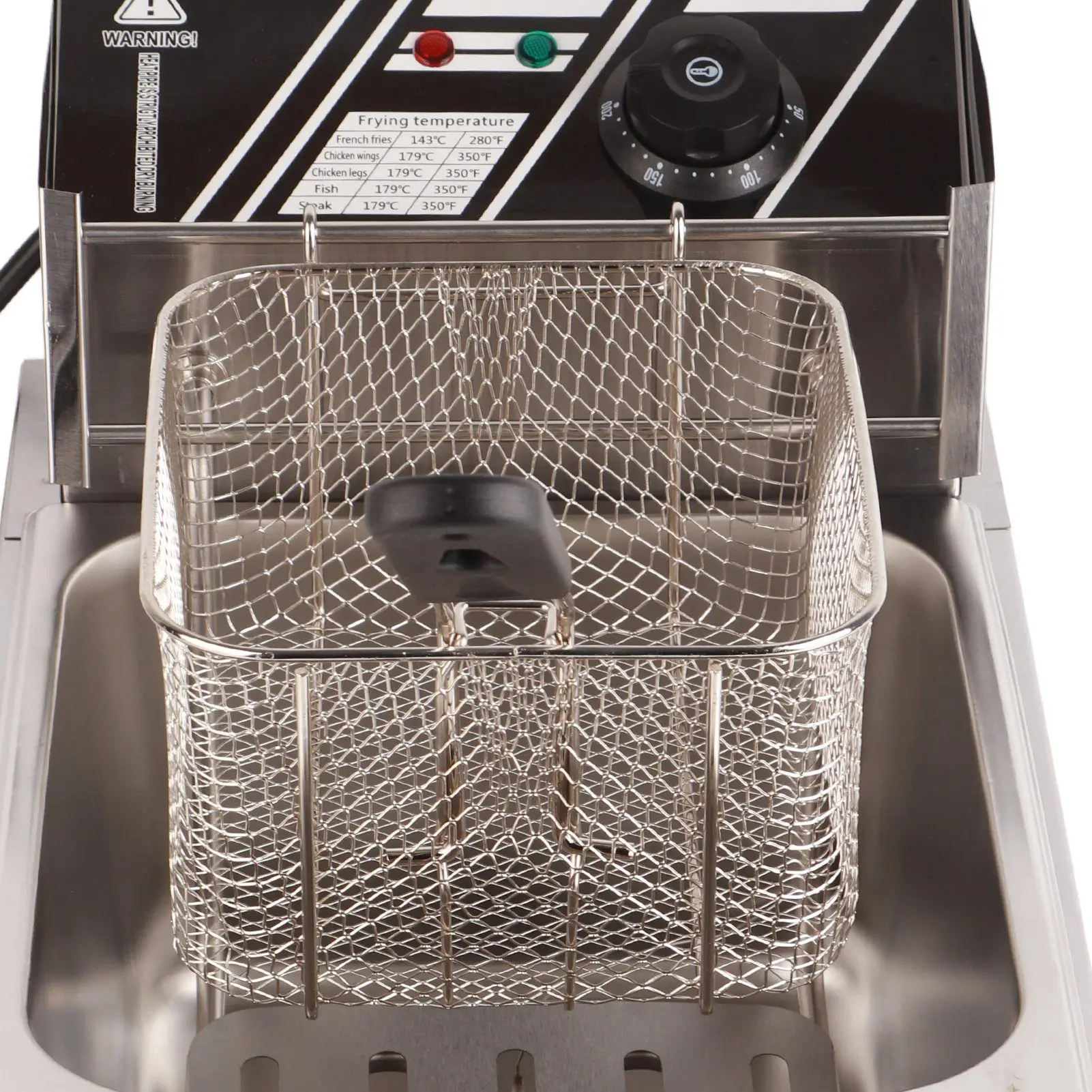 مقلاة كهربائية عميقة احترافية قابلة للتعديل لدرجة الحرارة من الفولاذ المقاوم للصدأ مع سلة غطاء للاستخدام التجاري 6 لتر