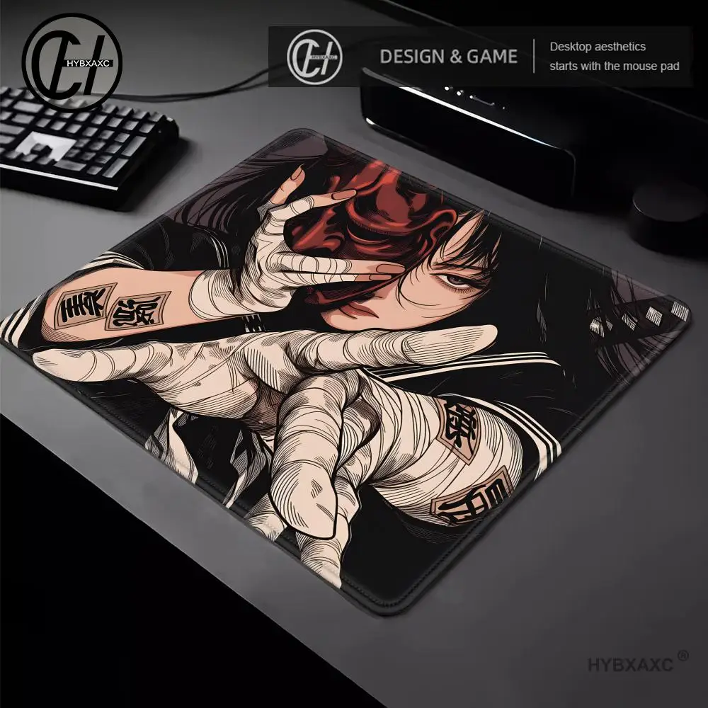 HYBXAXC Anime Oni Mask Girl Gaming Mouse Pad Waterproof Non-slip Desk Mat For Gamer Desktop Decoration E-Sports Game Mouse Mat