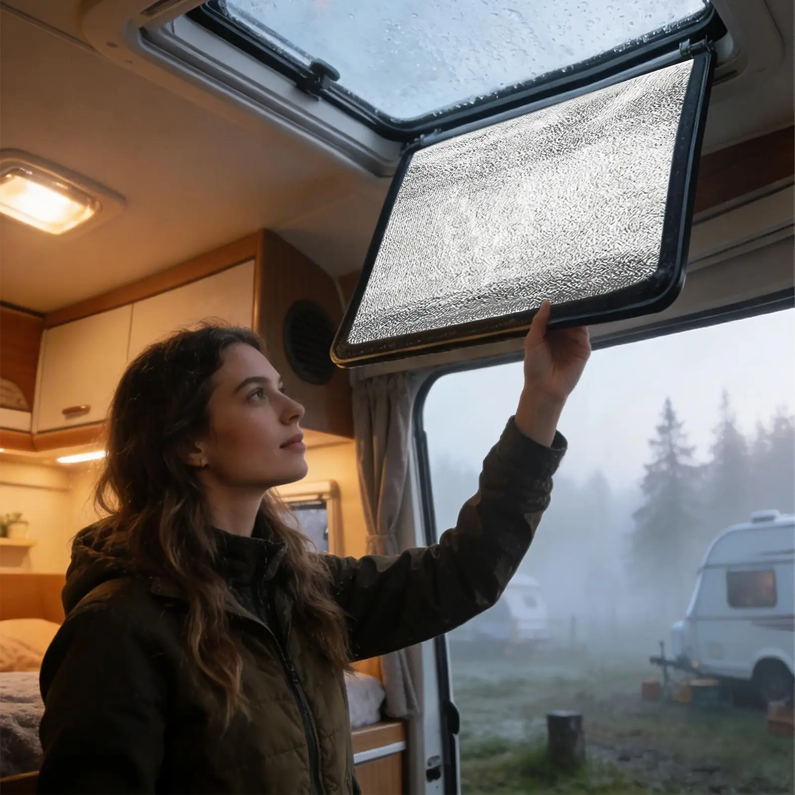 

Sun Roof Shade 2 Pieces Magnetic Universal Triple Reflective Sunshade Car Roof Cover For Interior Camping House Motor Cargo