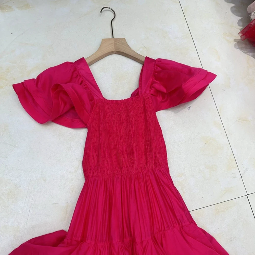 Vestido de noite de banquete australiano, pescoço quadrado, manga curta, um ombro, camada de bolo Dress-GZXX387