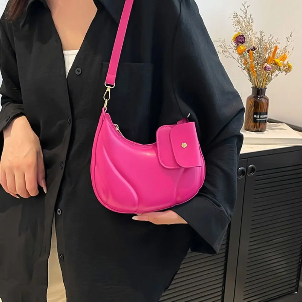 

Portable Retro Saddle Bag Portable Elegant Shoulder Bag Solid Color Underarm Bag Shopping