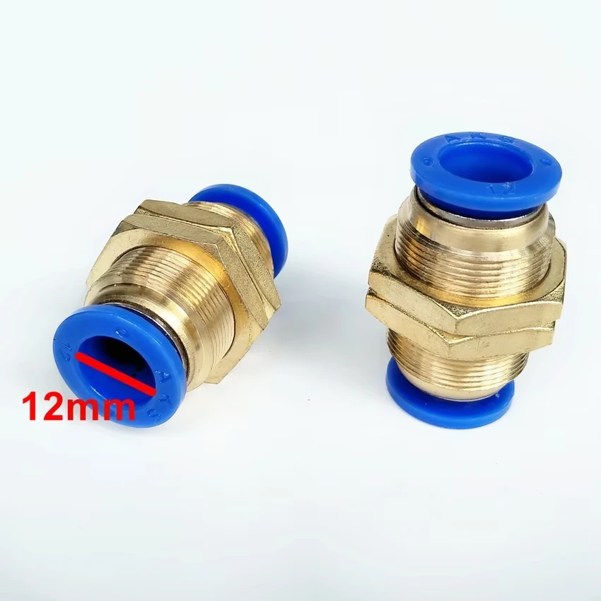 5Pcs/lot PM-12 Quick Joint Connecting Pneumatic Air Tubing Fittings  12mm-12mm Bulkhead Straight Union