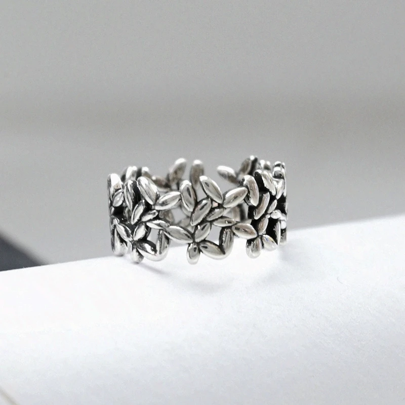 1pc Womens Vintage Leaf Open Adjustable Ring K-Style K Plated Minimal Elegant All-Year Daily Party Gift for Lovers & Relatives