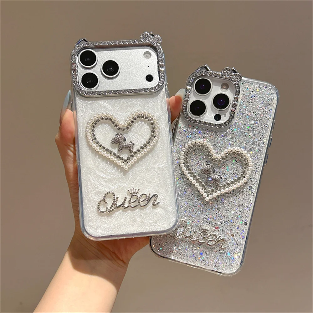 Luxury Diamond Camera Hellokity Glitter Phone Case for iPhone 17 16 15 Plus 14 13 12 11 16 Pro Max Cover with Chain Cute Fundas