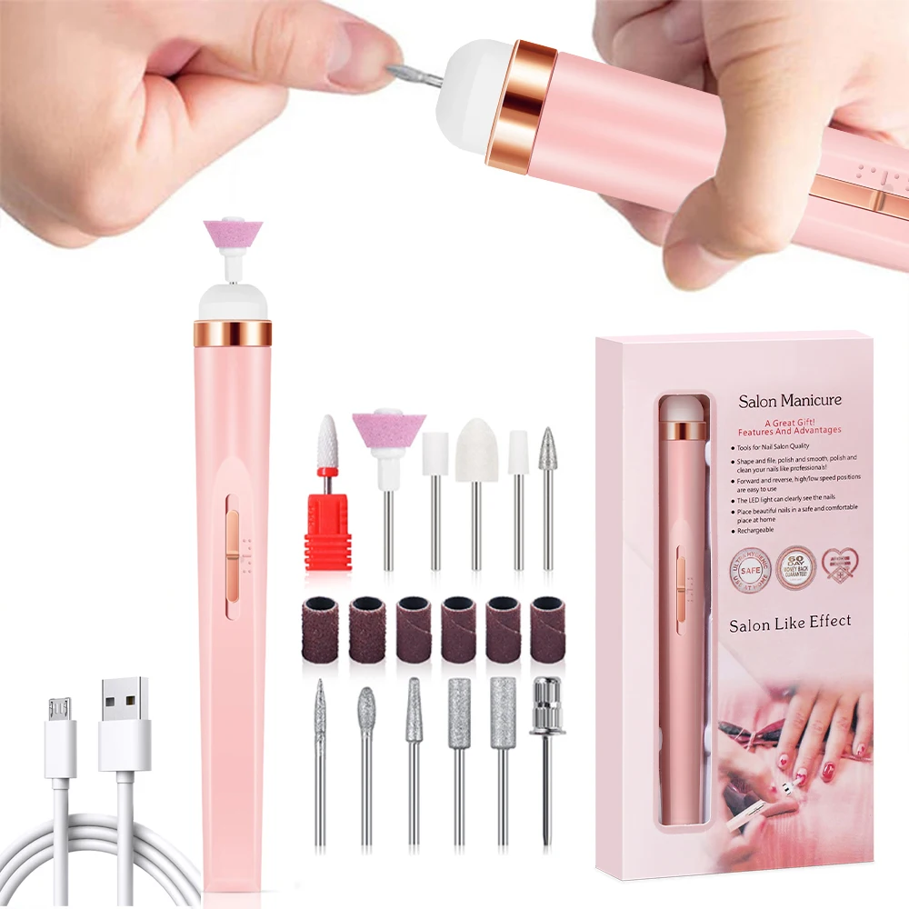 YIKOOLIN Conjunto de manicure portátil com 4 velocidades, ferramentas profissionais de manicure e pedicure, esfoliação e polimento para salão de beleza