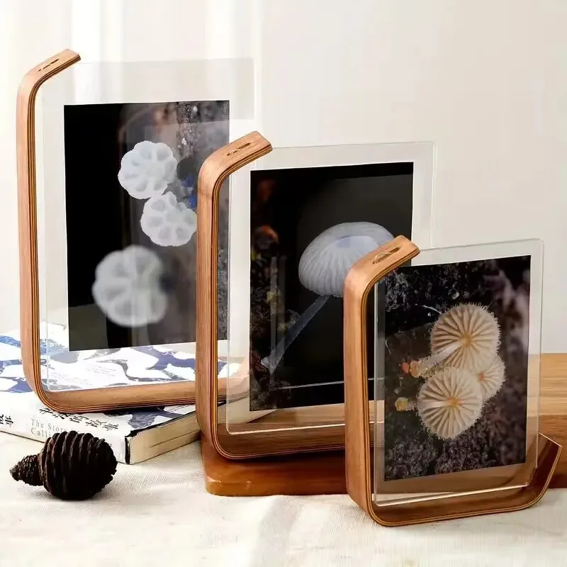 DIY Acrylic Wooden Photo Frame Herbarium Display Picture Frame With Hd Glass Sided Frame For Tabletop Display Home Decor