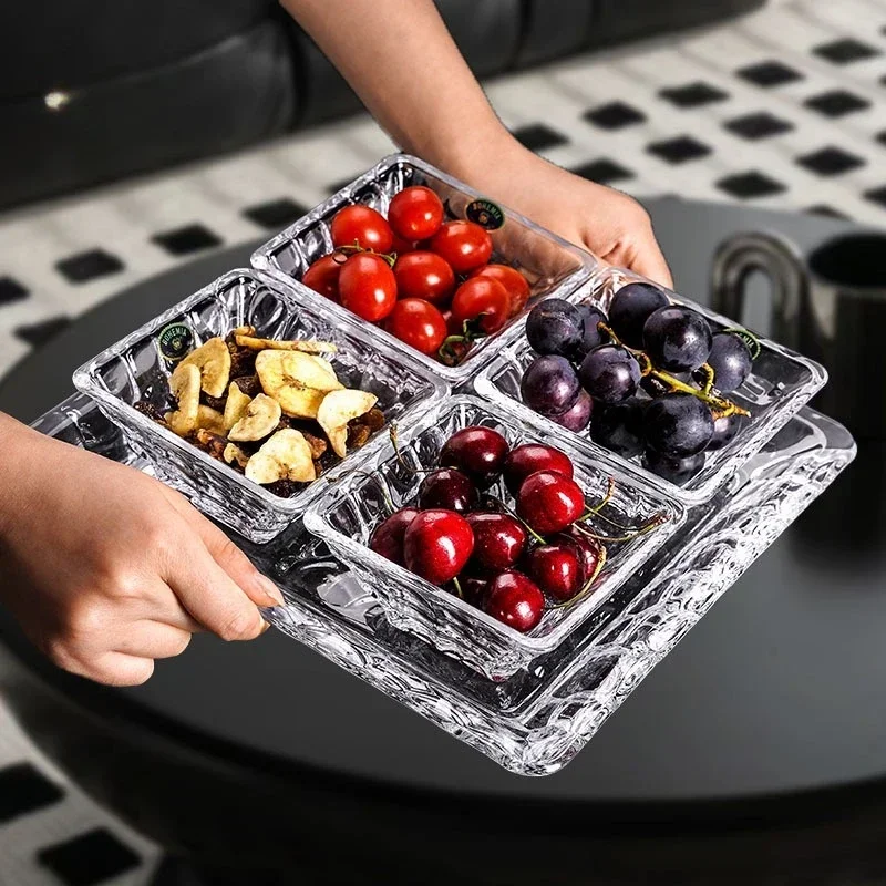 Imported crystal glass, fruit plate fruit plate set, New Year's dried fruit, creative personalized fruit plate
