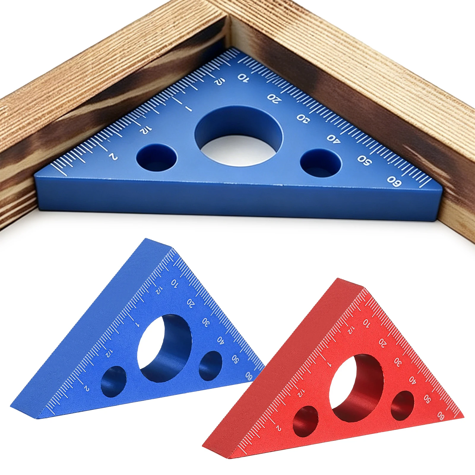 45/90 Degree Aluminum Alloy Right Triangle Ruler, Lsosceles Right Triangular Ruler for Woodworking,High Precision Measuring Tool